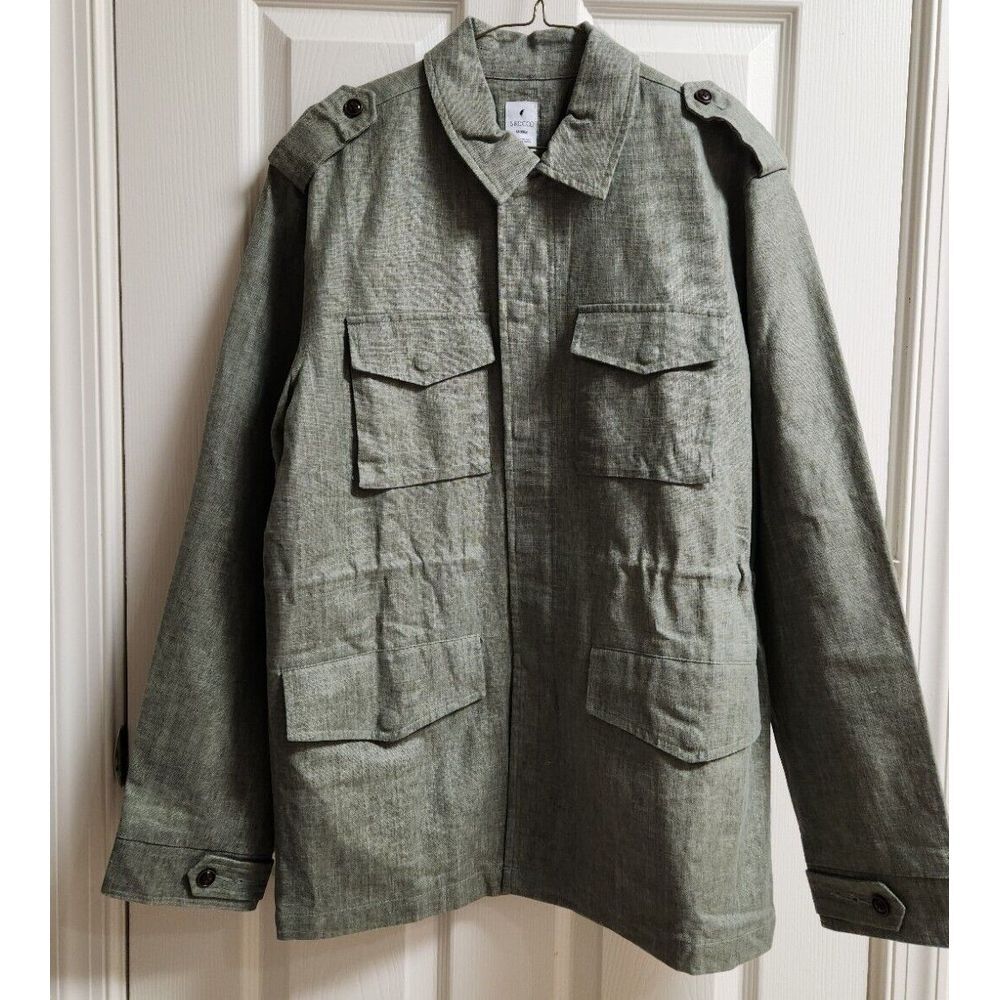 Sirocco Womens Long Jacket  Zipper And Snap Green Army Green